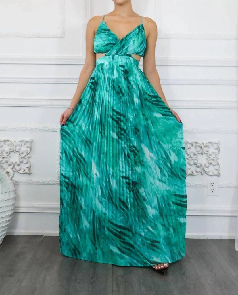slim fit dress slacks Sophia Sage Green Plunge Front Tiered Ruffle Maxi-Dress main image 0