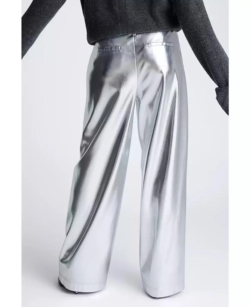 Kenneth Cole Women's Metallic Faux Leather Mid Rise Wig Leg Pants 2