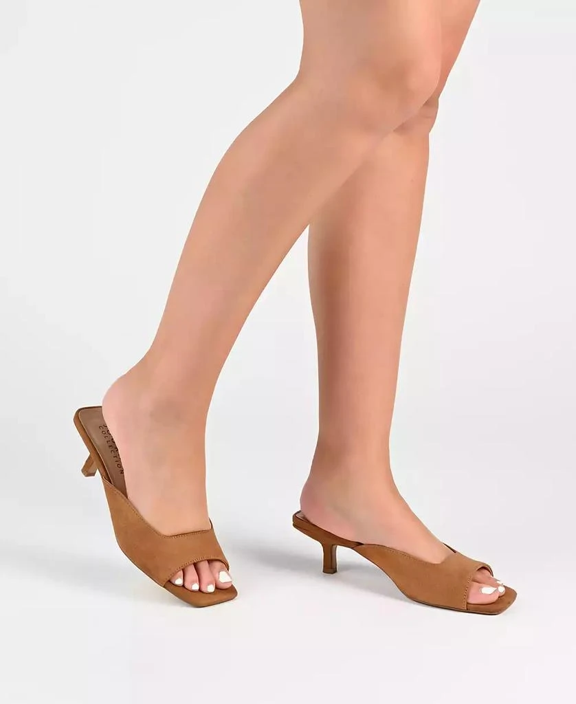 Journee Collection Women's Larna Square Toe Slip On Kitten Heels 6