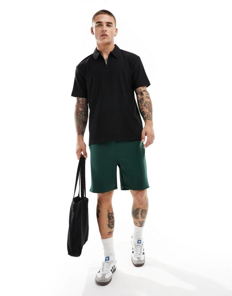 Selected Homme Selected Homme plisse half zip polo in black 3