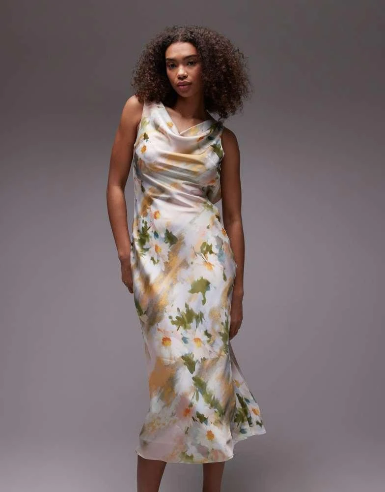 Emory Park blurred floral cowl neck midi dress in multi  On Sale Now with  Up to 75% Off | Discover Exclusive Deals & Savings at BeyondStyle   Authentic EMORY PARK Home|Women|Dresses