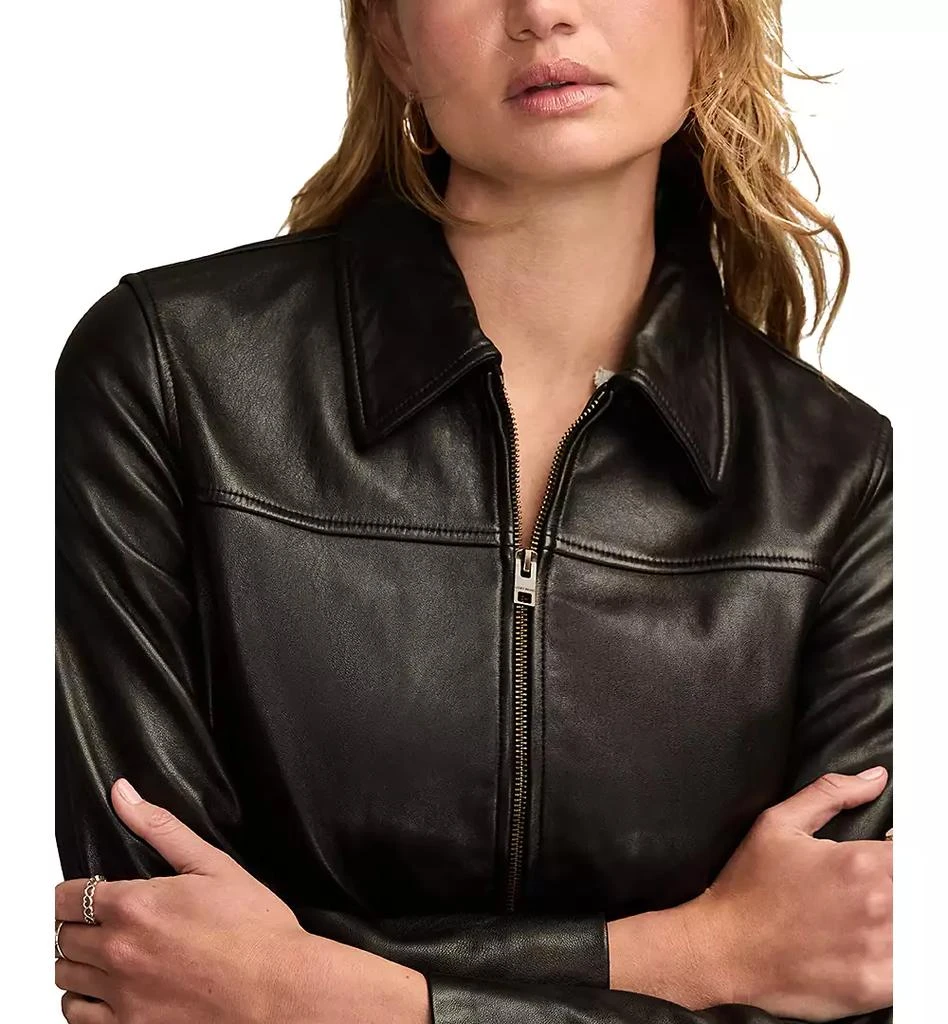 Lucky Brand Women's Zip Up Leather Jacket 2