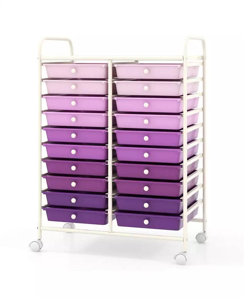 GOUUN 20-Drawer Rolling Studio Organizer Cart with Transparent Drawers