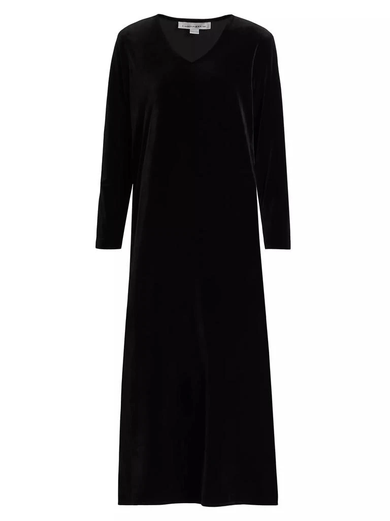 Caroline Rose Stretch Velvet Midi-Dress 1