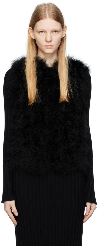 Yves Salomon Black Round Neck Feather Vest 1