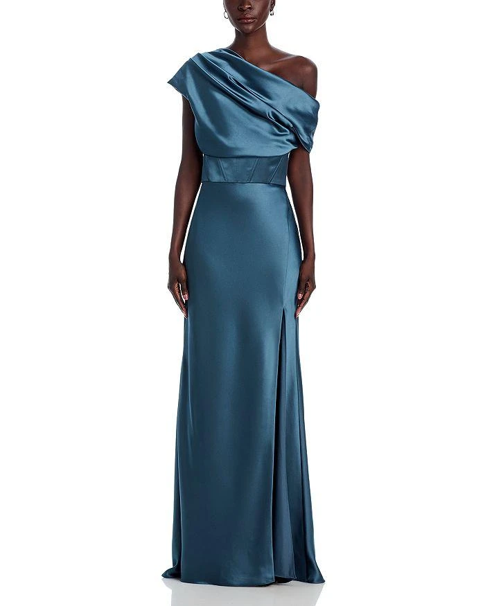 Amsale Asymmetric Draped Gown 7