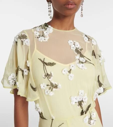 Erdem Floral-appliqué georgette cocktail dress 4