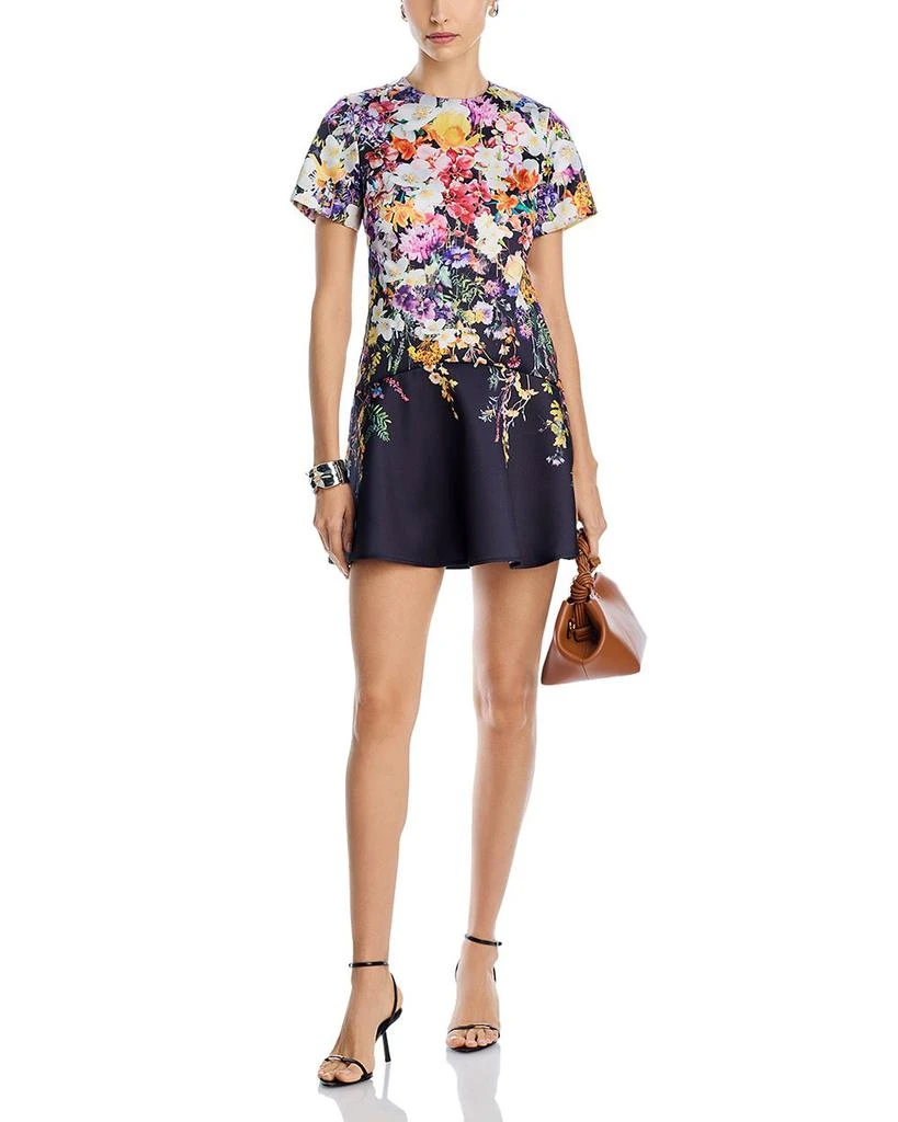 AQUA Placed Floral Drop Waist Mini Dress- Exclusive 3