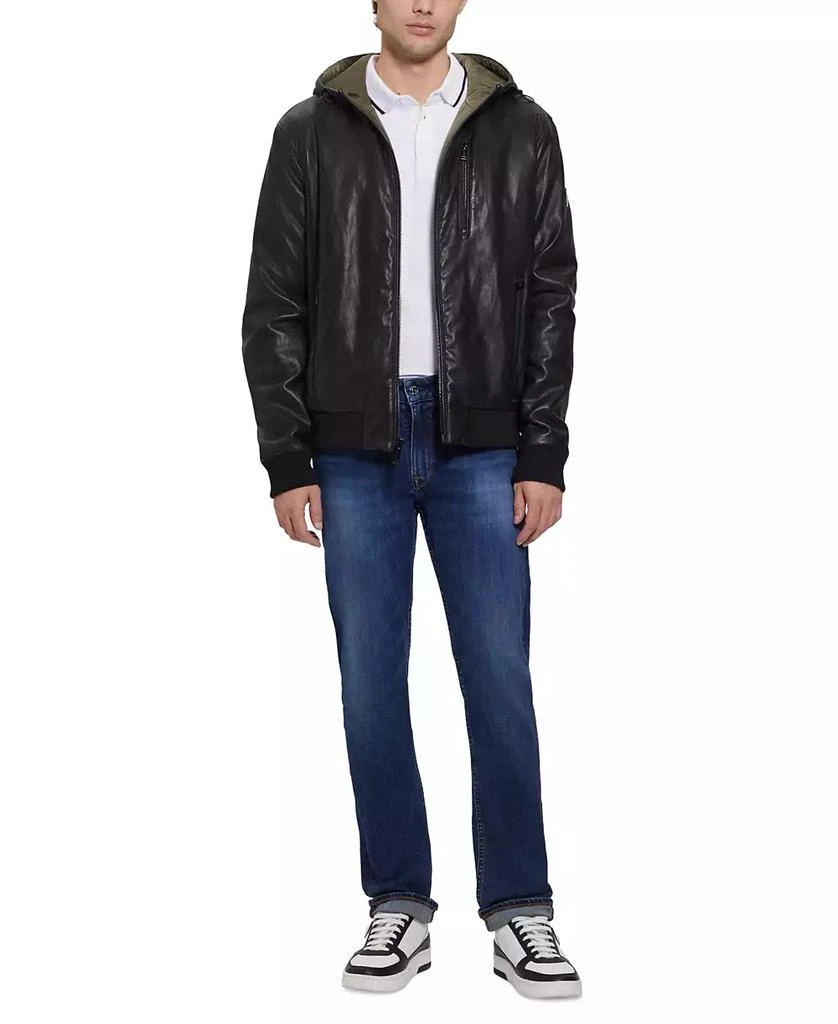 GUESS Men's Gary Faux Leather Hooded Jacket 6