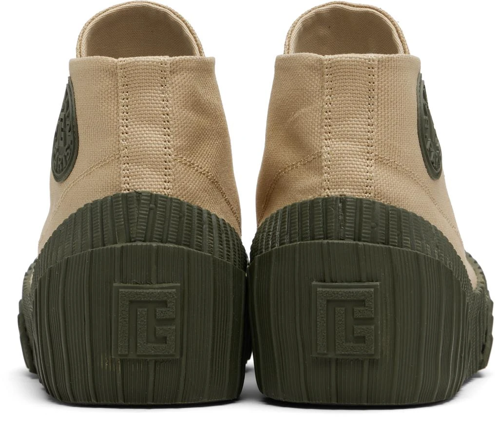Balmain Beige 
Khaki Riff Low Canvas Sneakers 2