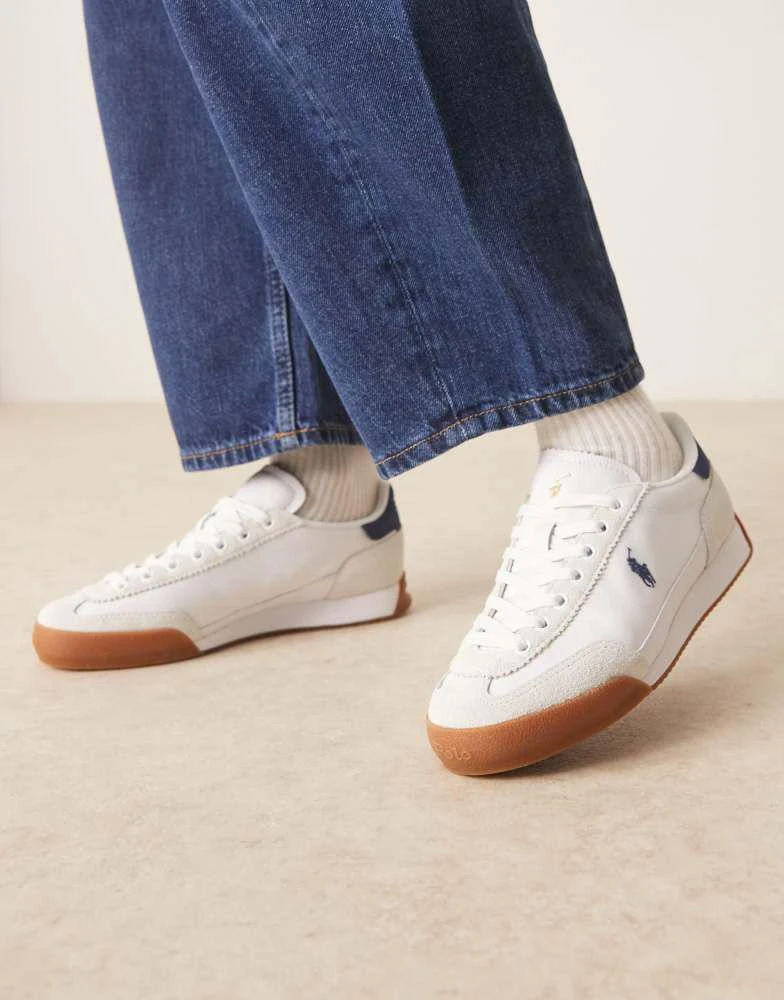 Ralph Lauren Polo Ralph Lauren Hester trainer in white with navy back tab and logo 1