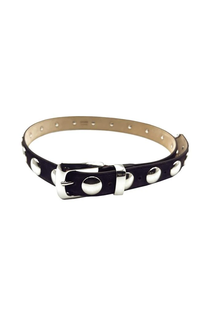 Khaite Benny Belt In Brown Suede Whit Silver Buckle 2