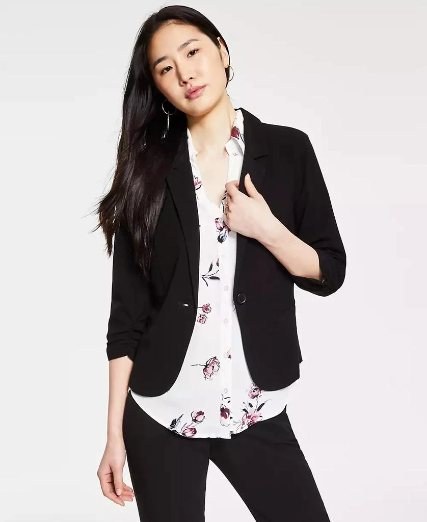 BCX Juniors' Ruched 3/4-Sleeve Blazer 2