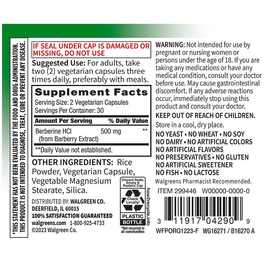 Walgreens Free & Pure Berberine HCI Capsules