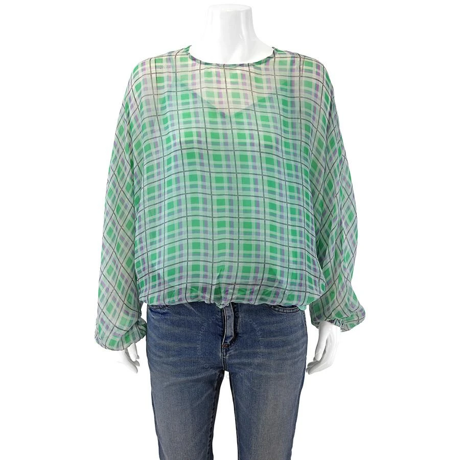 Essentiel Green Long-sleeve Tartan Plaid Blouse 1
