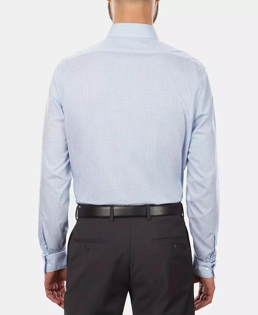 Calvin Klein Men's Slim-Fit Non-Iron Performance Stretch Blue Check Dress Shirt 3