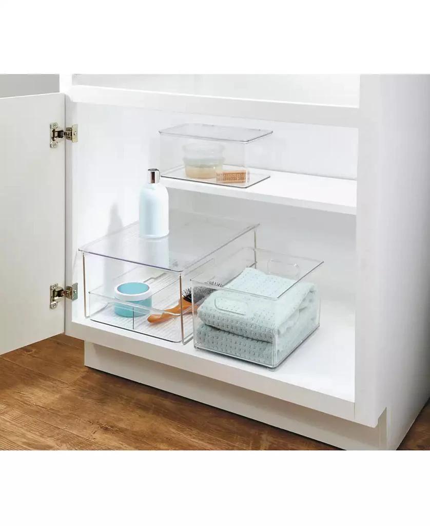 iDesign Small Stackable Bathroom Storage Bin - Set of 2 - Clear - Made in USA 8