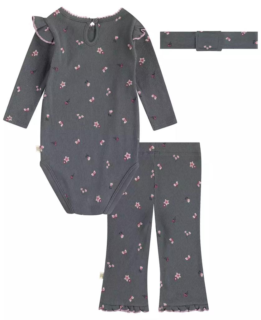 Huggies Baby Girls Rib Bodysuit, Headband and Pants 3-Piece Set