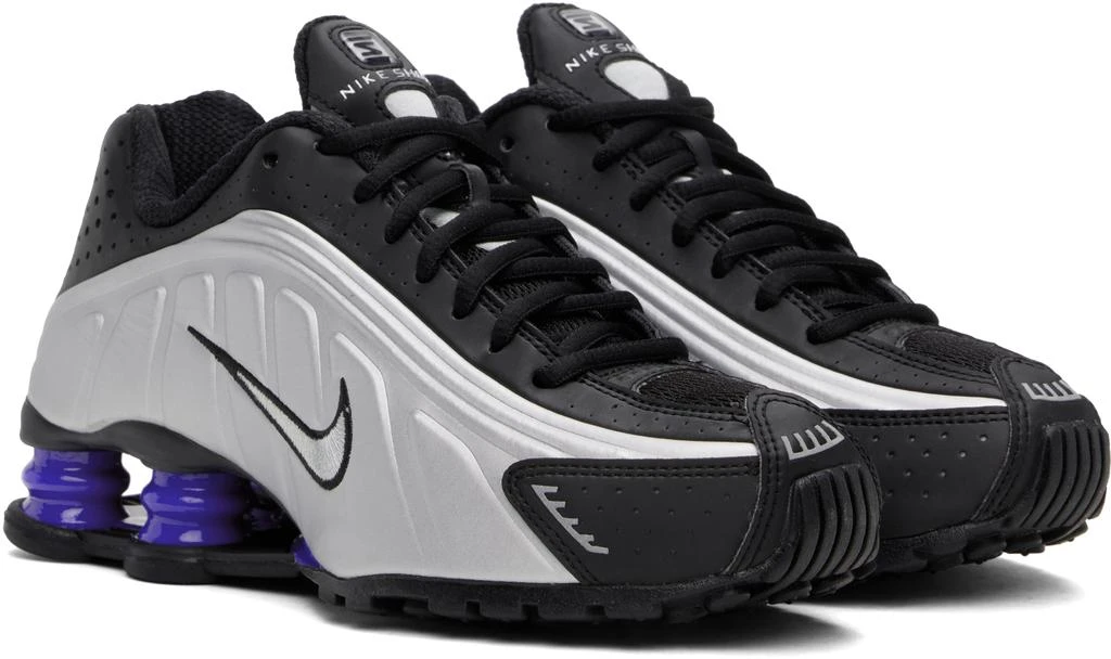 NIKE Black & Silver Shox R4 Sneakers 4