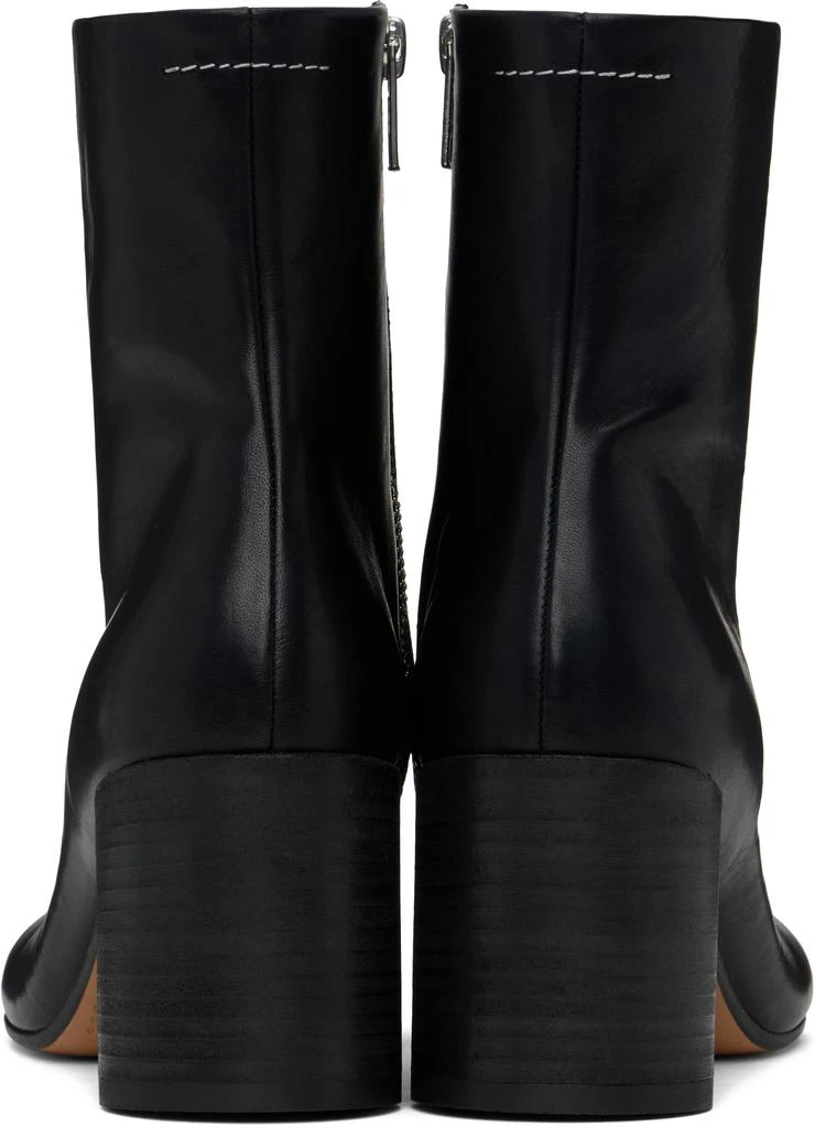 MM6 Black Stitch-Out Leather Ankle Boots 2