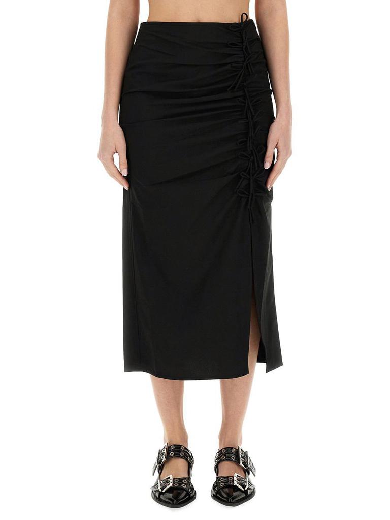 スカート Ganni Bonded Crepe Skirt With Butterfly Hardware Ganni Bonded Crepe Skirt With Butterfly Hardware - Black