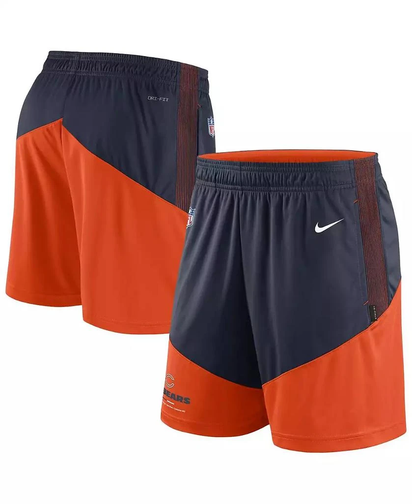 NIKE Men's Navy, Orange Chicago Bears Primary Lockup Performance Shorts 1