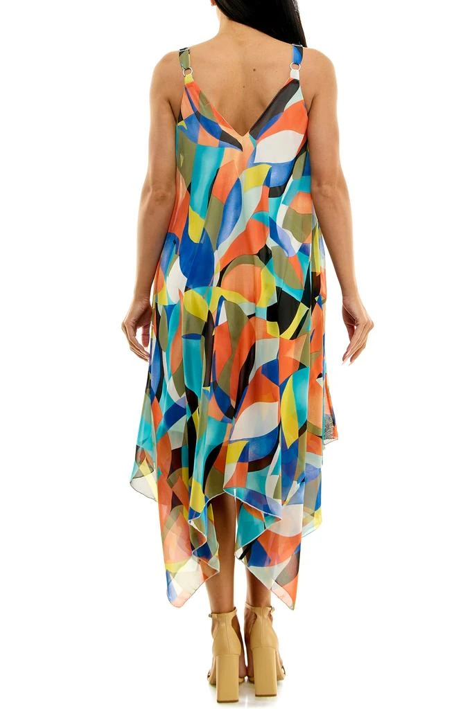 Nina Leonard Patterned Handkerchief Hem Dress 2