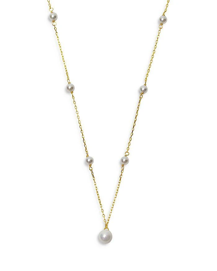 Argento Vivo Cultured Freshwater Pearl Station Pendant Necklace in 18K Gold Plated Sterling Silver, 16"-18" 1