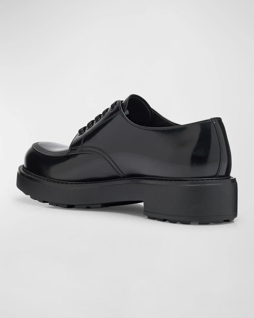 Prada Men's Diapason Brushed Leather Derby Shoes 5