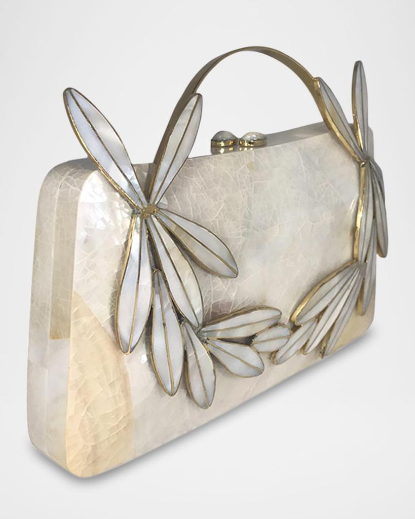 SERPUI Charlotte Flower Mother-of-Pearl Top-Handle Bag