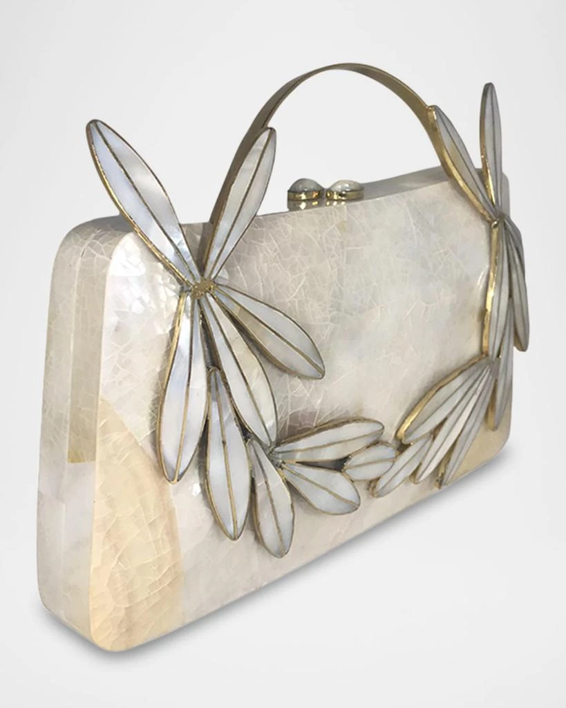SERPUI Charlotte Flower Mother-of-Pearl Top-Handle Bag 2