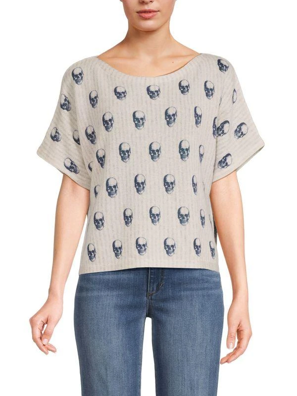 360 Sweater Marcella Skull Print Cashmere Top 1