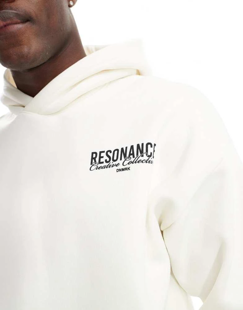 Selected Homme Selected Homme oversized hoodie in cream with text backprint 4