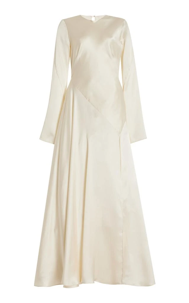 Moré Noir Moré Noir - Julia Textured Silk-Satin Maxi Dress - Ivory - XS - Moda Operandi 1