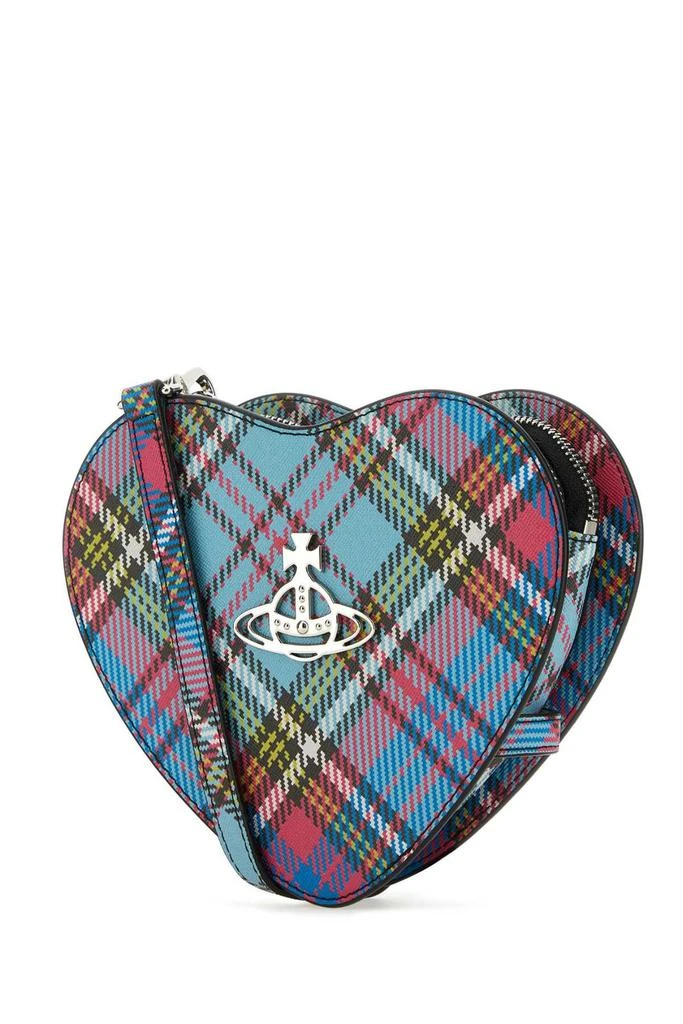 Vivienne Westwood Vivienne Westwood Orb-Plaque Heart Shaped Checked Crossbody Bag 3