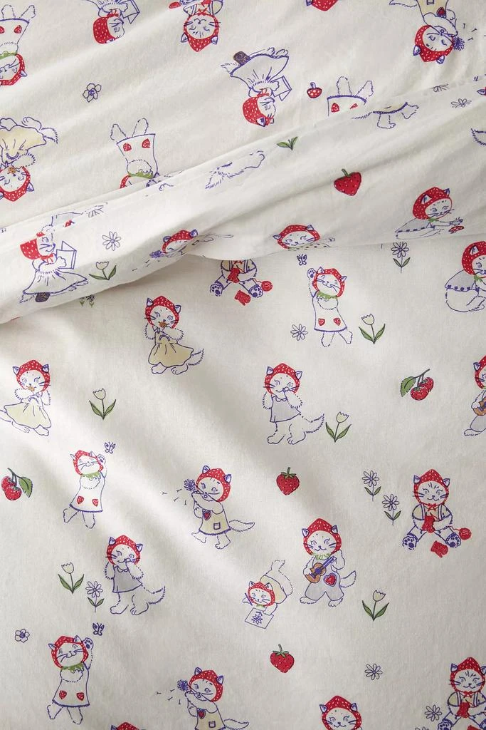 Urban Outfitters Strawberry Cat Core Duvet Cover Set 3