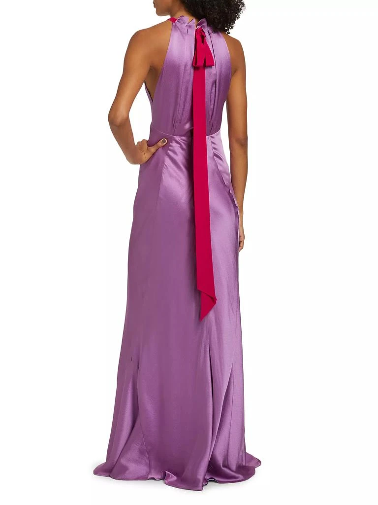 Saloni Michelle Hammered Silk Halter Gown 5