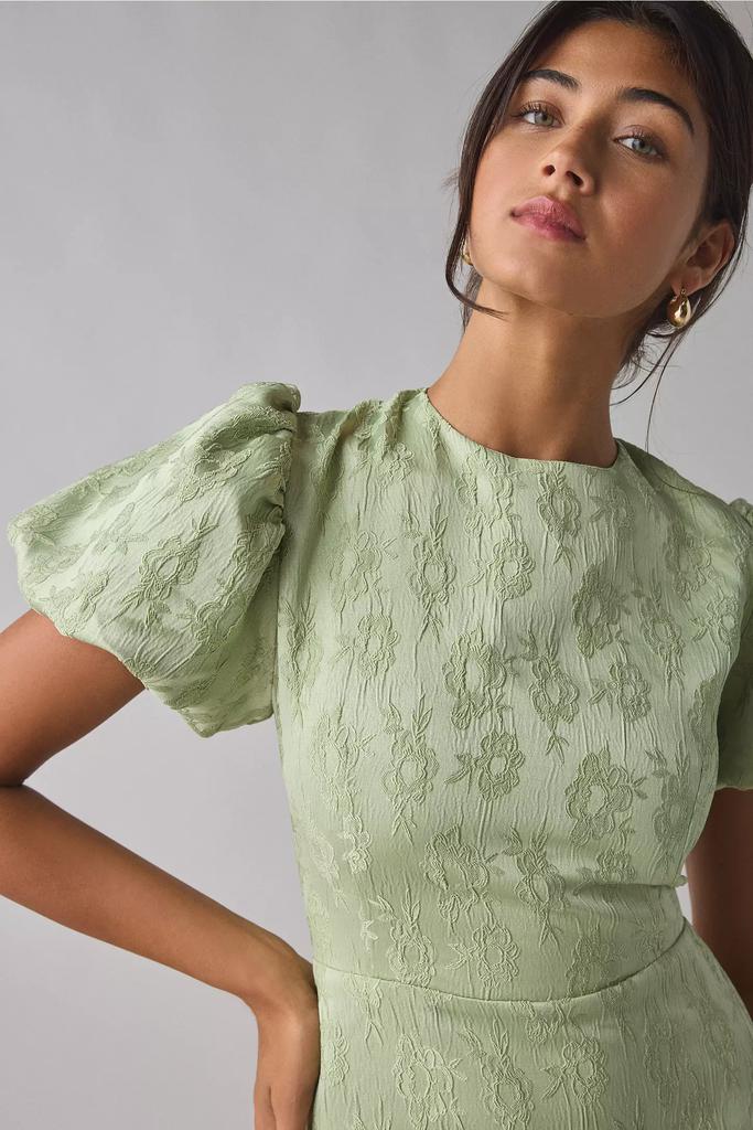 Sister Jane Sister Jane Olive Floral Jacquard Ruffle Puff Sleeve