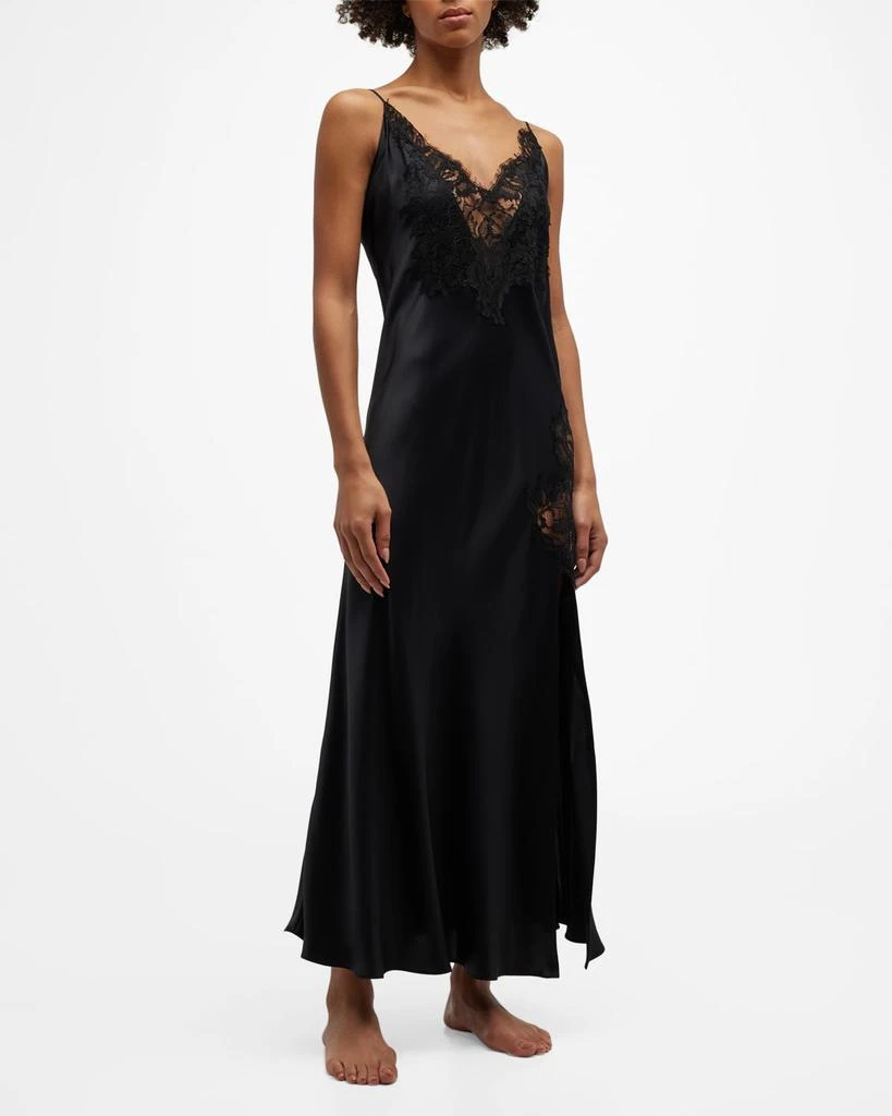Christine Lingerie Diva Lace-Trim Charmeuse Gown 2