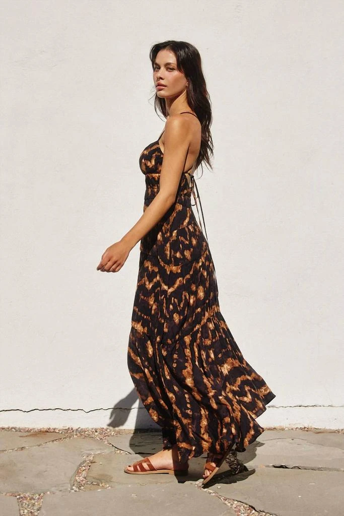 chinese dress ladies Cotton Linen Wicker Buckle Maxi Dress Small main image 1