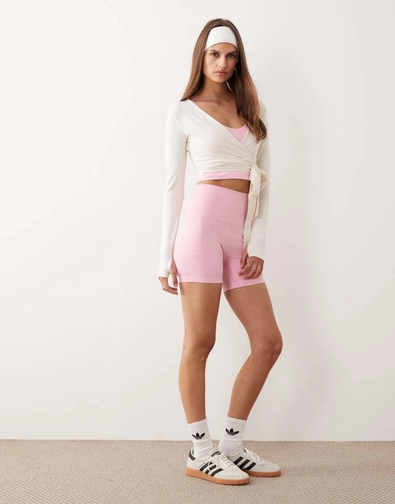Adidas adidas Performance Three Stripes Studios booty shorts in pink 2