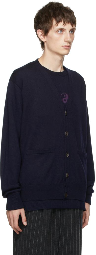 BED J.W. FORD Navy Wool Buttoned Cardigan
