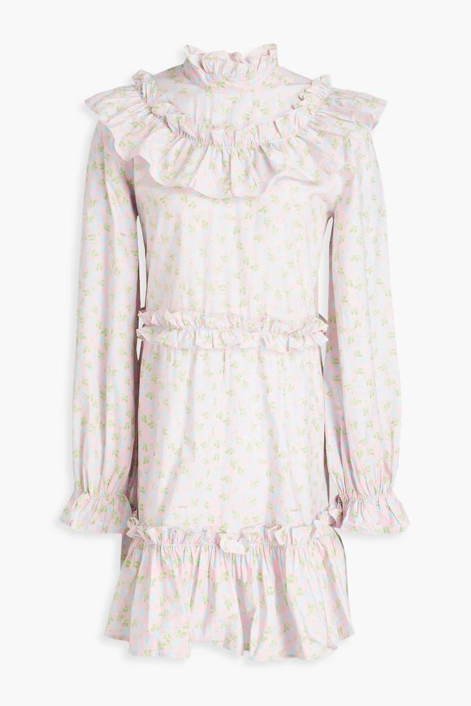 Ganni Ruffled floral-print cotton mini dress