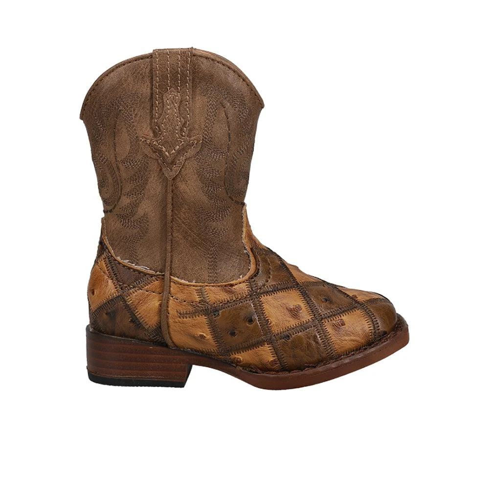 Roper Bird Blocks Checkered Square Toe Cowboy Boots (Toddler)