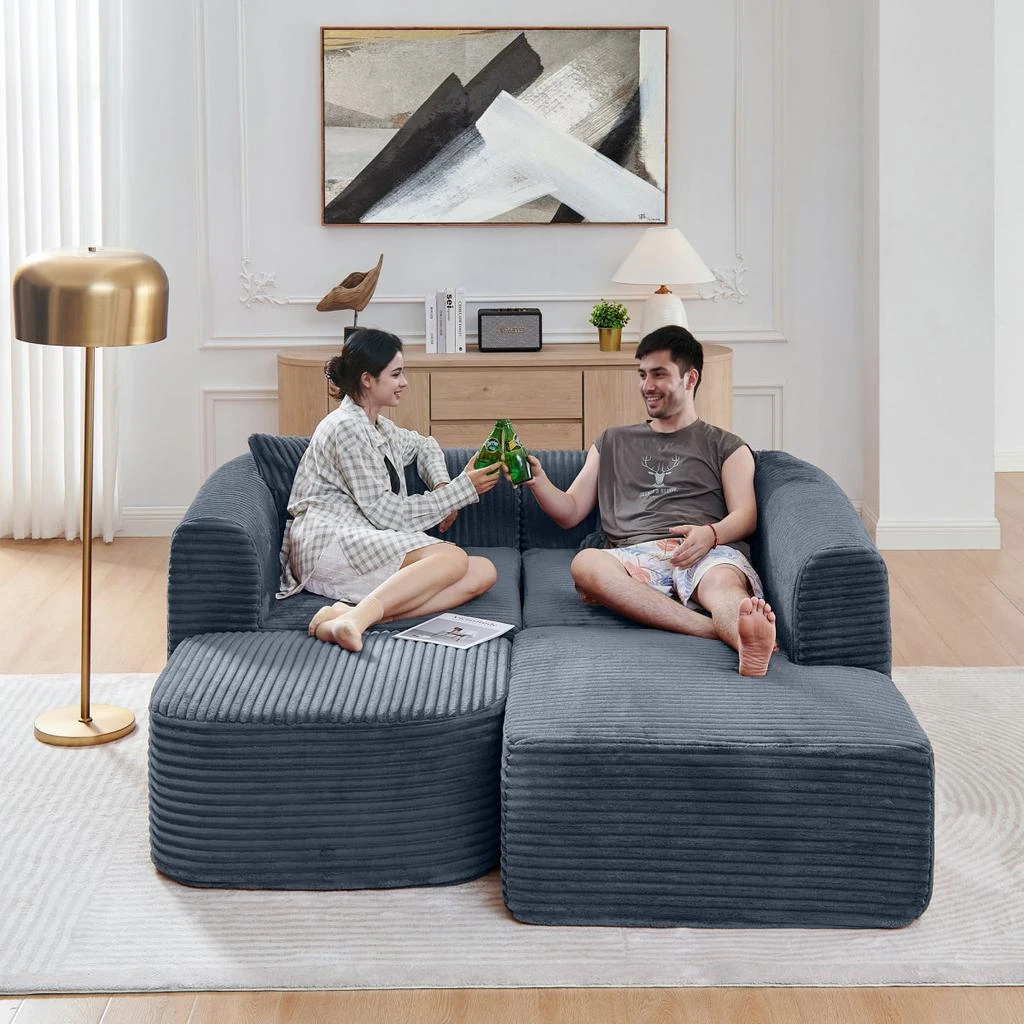 Streamdale Furniture Streamdale 114" Gray Cloud Sectional Couch with L-Shape Chaise
Movable Ottoman 4