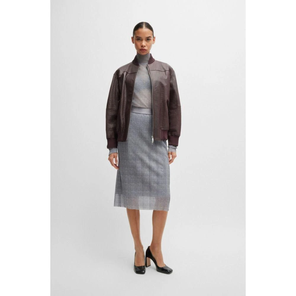Hugo Boss Leather bomber jacket with embossed crocodile motif 2