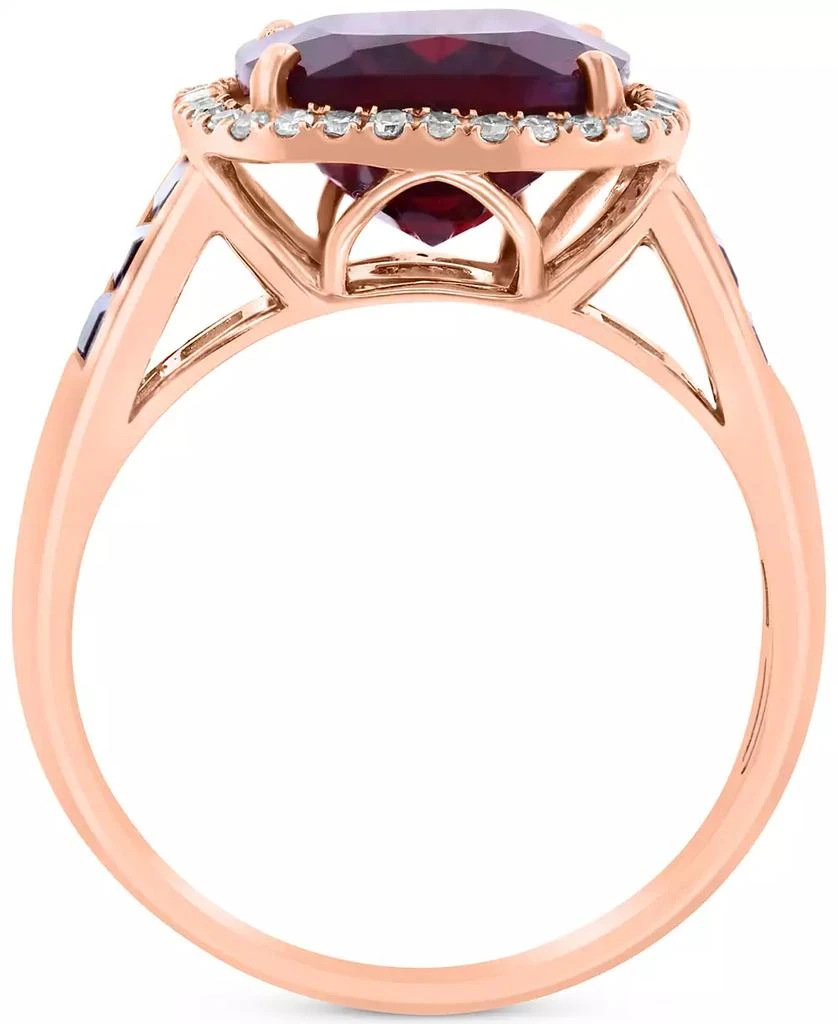 Effy EFFY® Garnet (7 ct. t.w.) & Diamond (1/6 ct. t.w.) Halo Ring in 14k Rose Gold 3