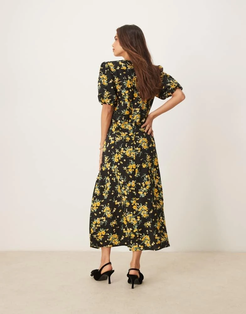 Nobody's Child Nobody's Child Benita midi dress in yellow & black ditsy floral 4