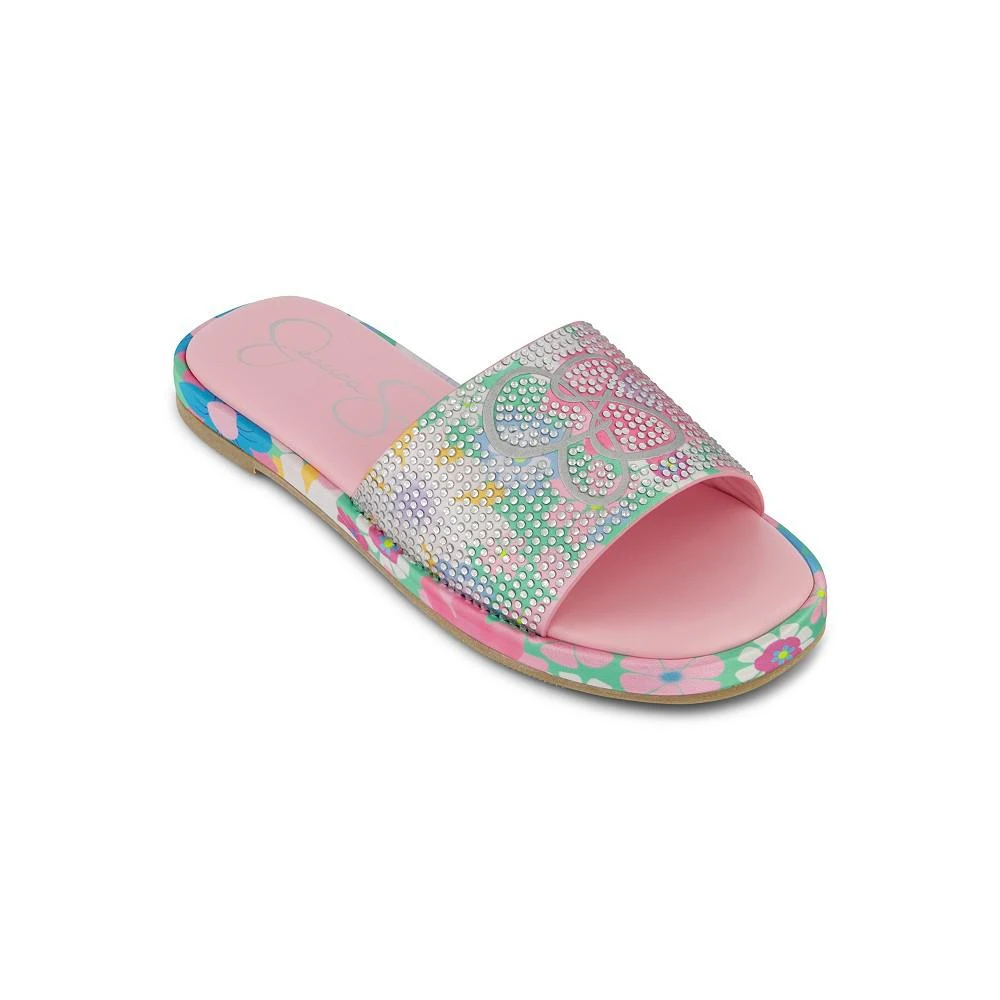 Jessica Simpson Little and Big Girls Sora Logo Floral Casual Slide Sandals