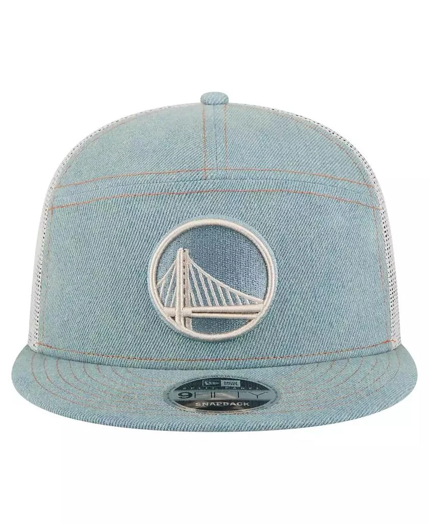 New Era Men's Golden State Warriors Adventure Denim Split Panel 9FIFTY Snapback Trucker Hat 2